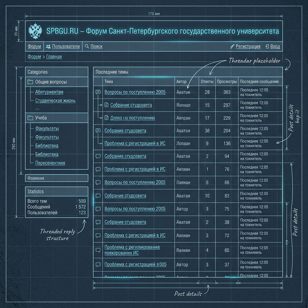 The spbgu.ru University Forum Interface
